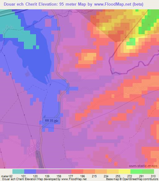 Douar ech Cherit,Tunisia Elevation Map