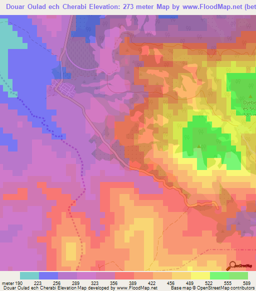 Douar Oulad ech Cherabi,Tunisia Elevation Map