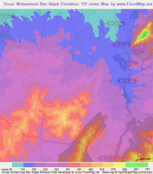 Douar Mohammed Ben Rejeb,Tunisia Elevation Map