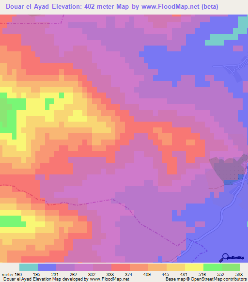 Douar el Ayad,Tunisia Elevation Map