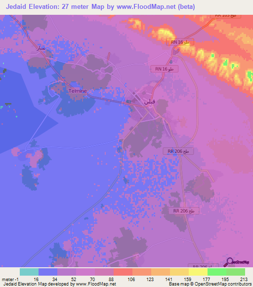 Jedaid,Tunisia Elevation Map