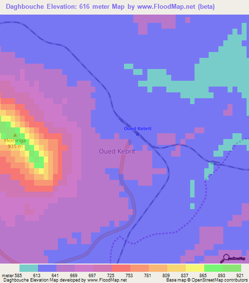 Daghbouche,Algeria Elevation Map