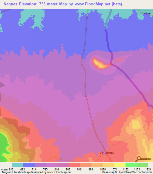 Nagues,Algeria Elevation Map