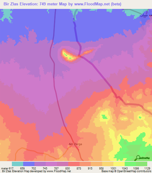 Bir Zlas,Algeria Elevation Map