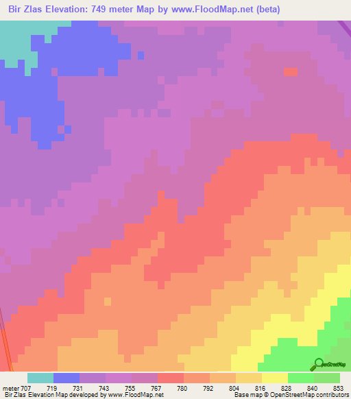 Bir Zlas,Algeria Elevation Map