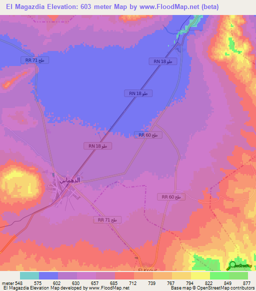 El Magazdia,Tunisia Elevation Map
