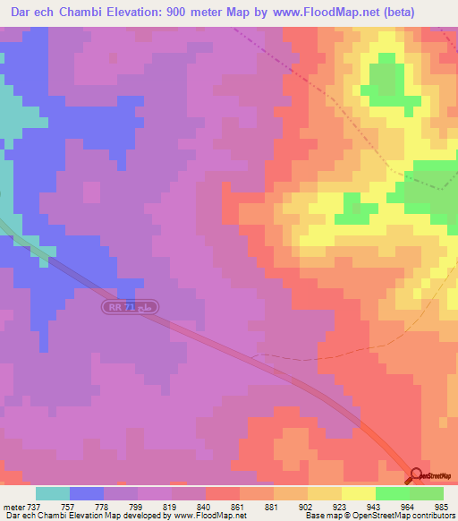 Dar ech Chambi,Tunisia Elevation Map