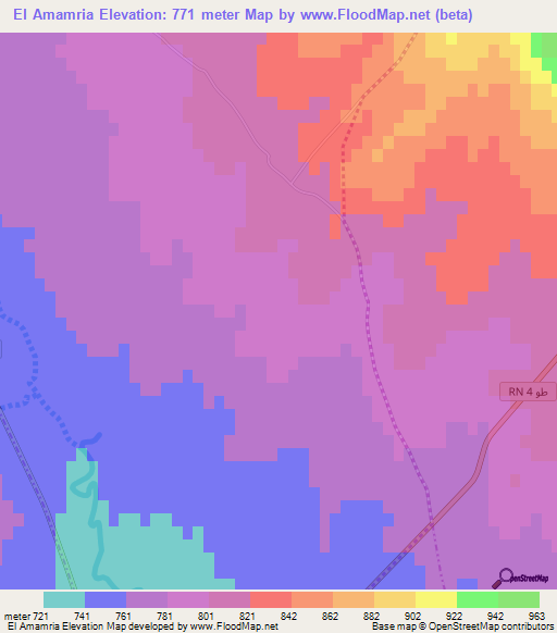 El Amamria,Tunisia Elevation Map
