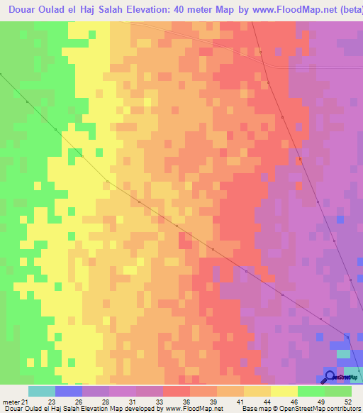 Douar Oulad el Haj Salah,Tunisia Elevation Map