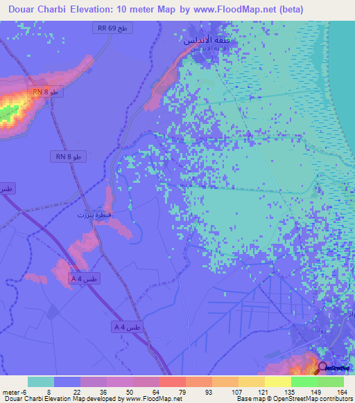 Douar Charbi,Tunisia Elevation Map