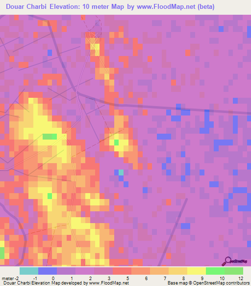 Douar Charbi,Tunisia Elevation Map