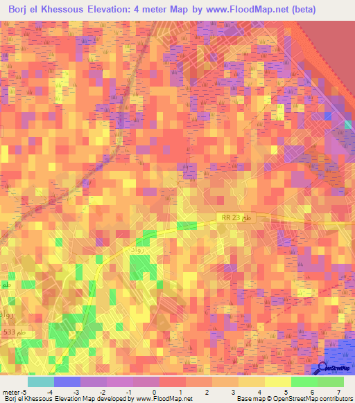 Borj el Khessous,Tunisia Elevation Map