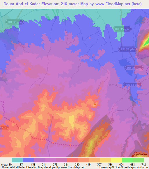 Douar Abd el Kader,Tunisia Elevation Map