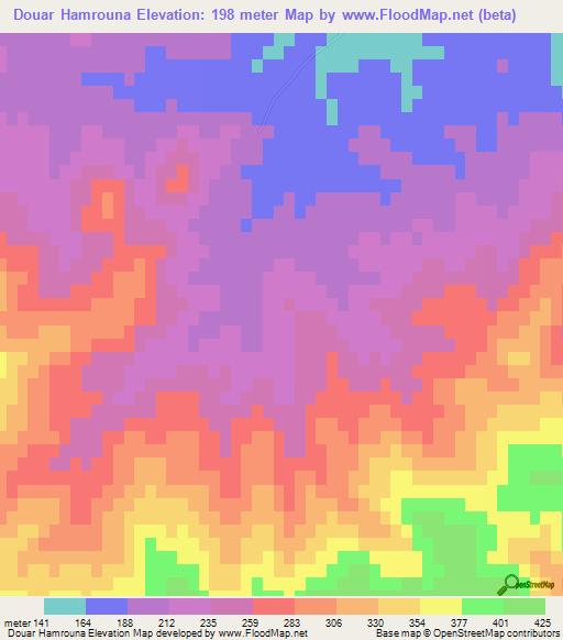 Douar Hamrouna,Tunisia Elevation Map
