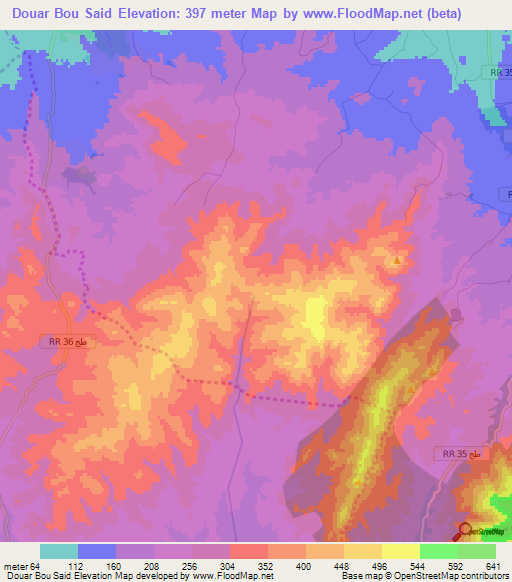 Douar Bou Said,Tunisia Elevation Map