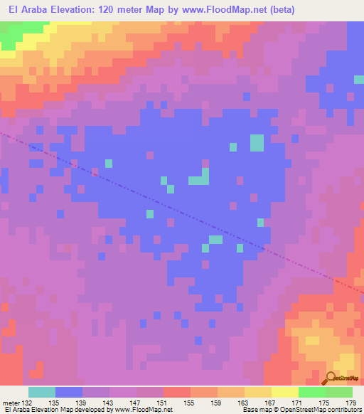 El Araba,Tunisia Elevation Map