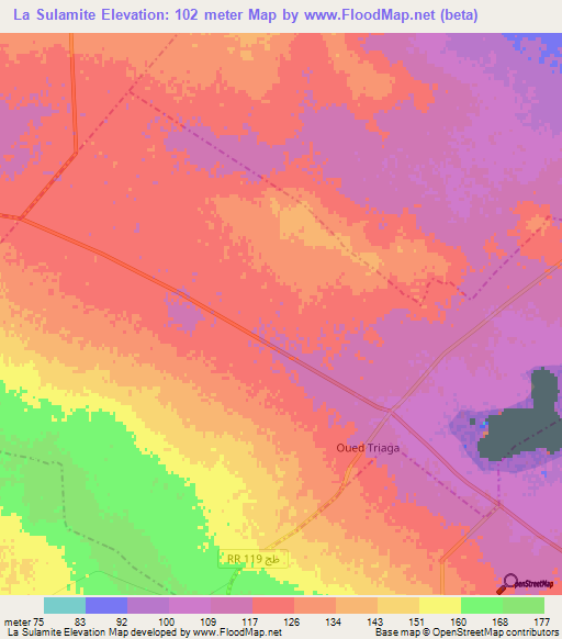 La Sulamite,Tunisia Elevation Map