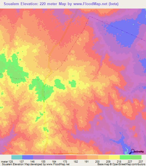 Soualem,Tunisia Elevation Map