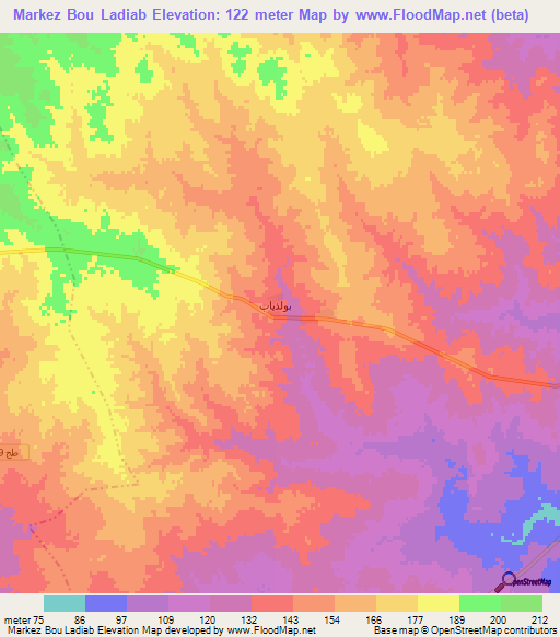 Markez Bou Ladiab,Tunisia Elevation Map
