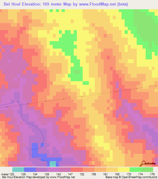 Bel Houl,Tunisia Elevation Map