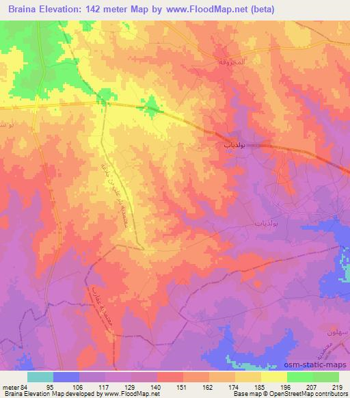 Braina,Tunisia Elevation Map
