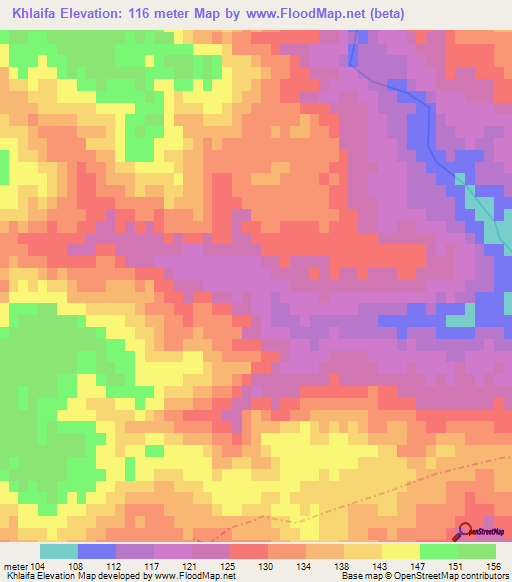 Khlaifa,Tunisia Elevation Map