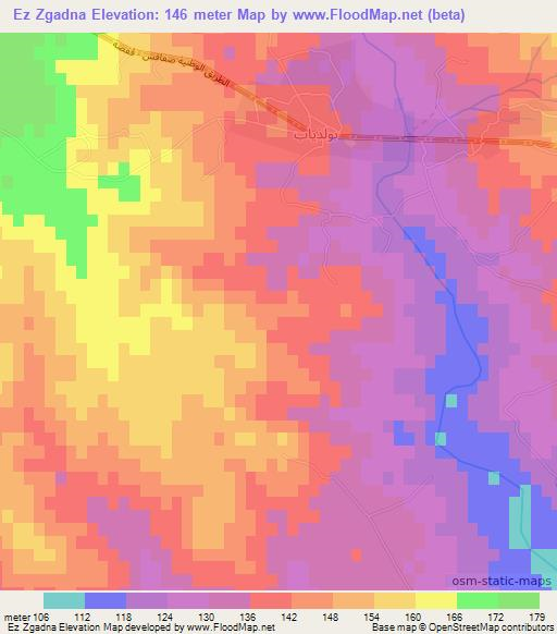 Ez Zgadna,Tunisia Elevation Map