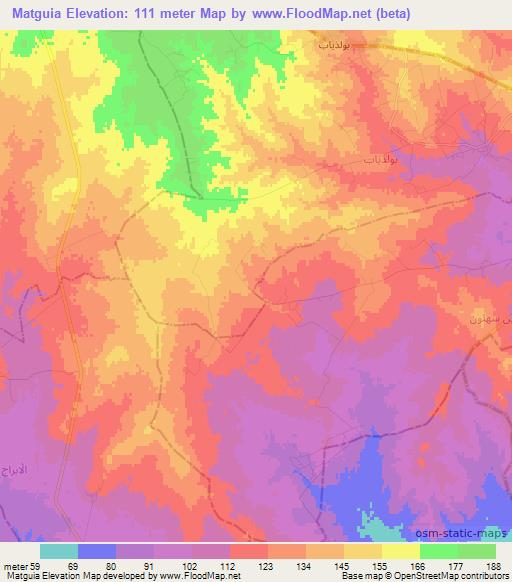 Matguia,Tunisia Elevation Map