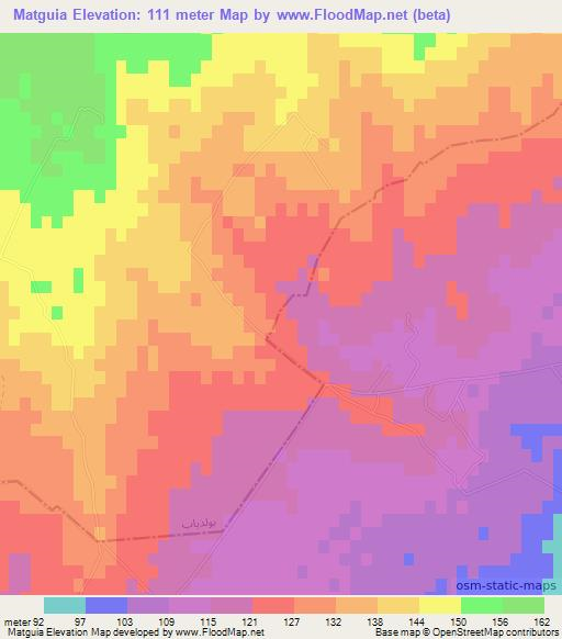 Matguia,Tunisia Elevation Map