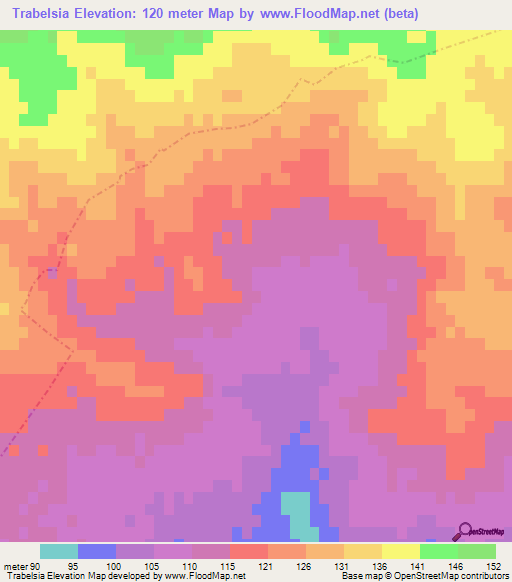 Trabelsia,Tunisia Elevation Map