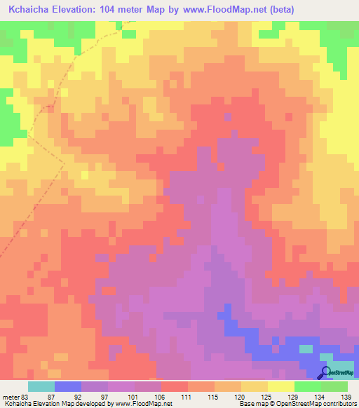 Kchaicha,Tunisia Elevation Map