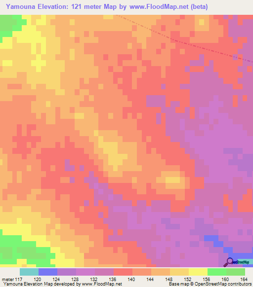 Yamouna,Tunisia Elevation Map
