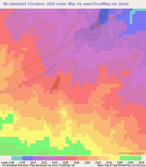 Mo`attalabad,Iran Elevation Map