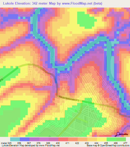 Lukole,Congo (Kinshasa) Elevation Map