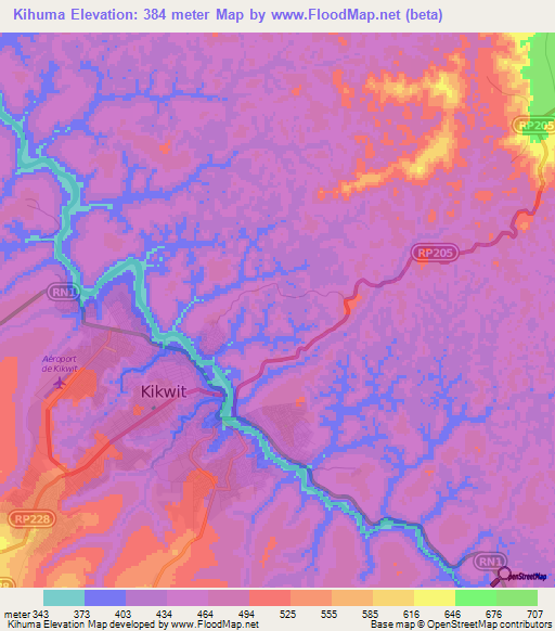 Kihuma,Congo (Kinshasa) Elevation Map