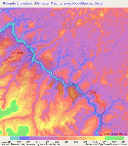 Kikondo,Congo (Kinshasa) Elevation Map