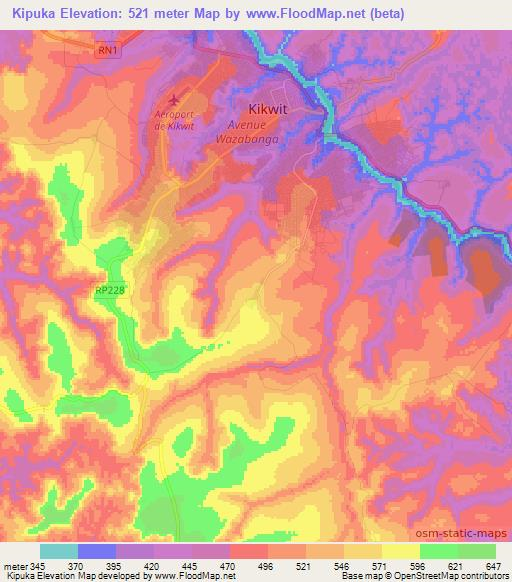 Kipuka,Congo (Kinshasa) Elevation Map