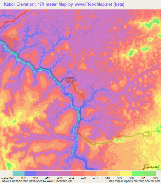 Kakoi,Congo (Kinshasa) Elevation Map