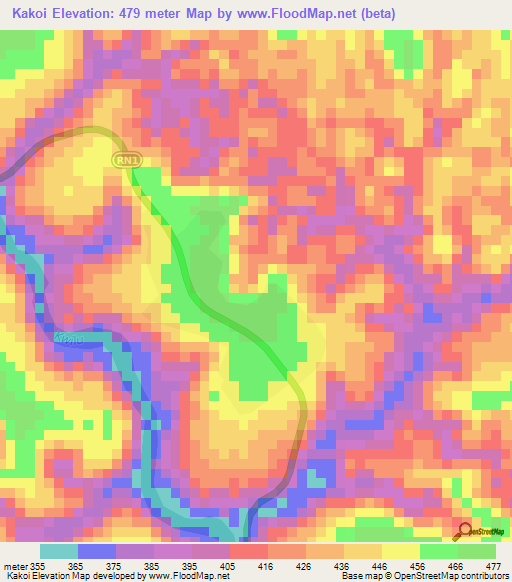 Kakoi,Congo (Kinshasa) Elevation Map