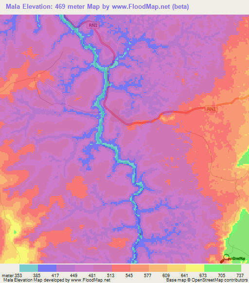Mala,Congo (Kinshasa) Elevation Map