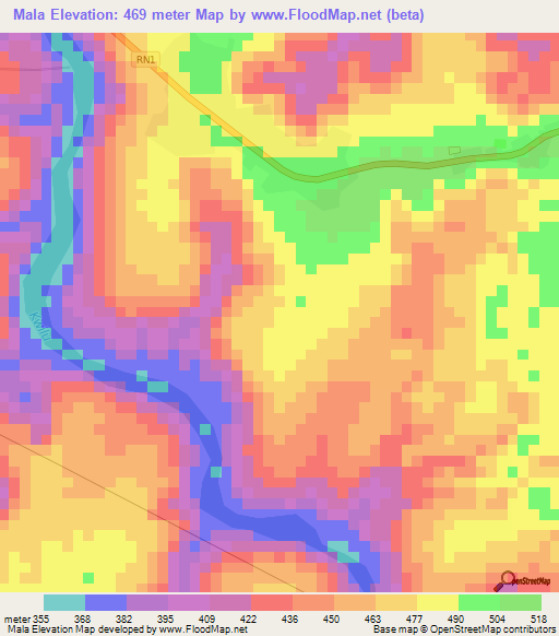 Mala,Congo (Kinshasa) Elevation Map