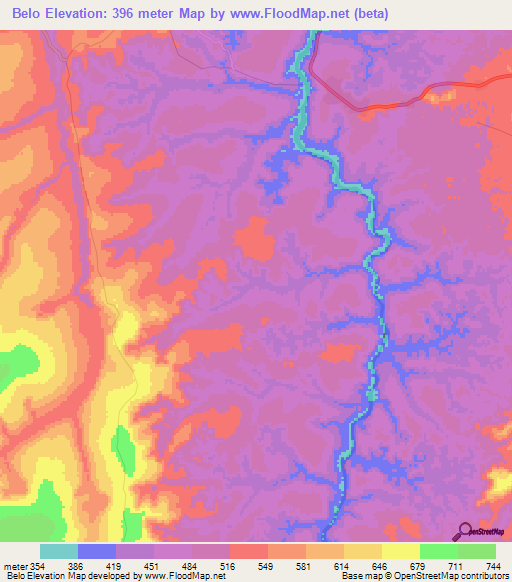 Belo,Congo (Kinshasa) Elevation Map
