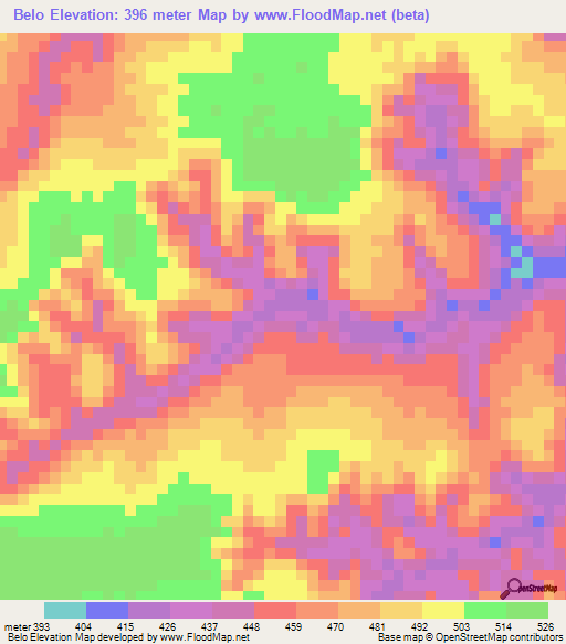 Belo,Congo (Kinshasa) Elevation Map