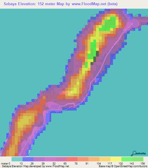 Sebaya,Guinea Elevation Map