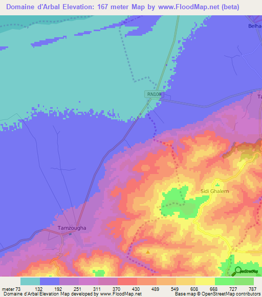 Domaine d'Arbal,Algeria Elevation Map