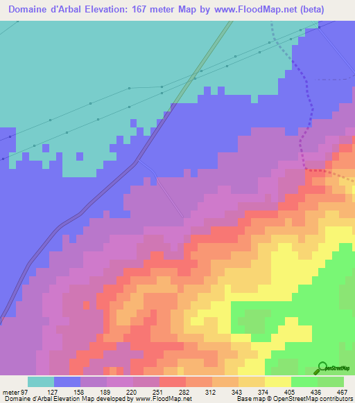 Domaine d'Arbal,Algeria Elevation Map