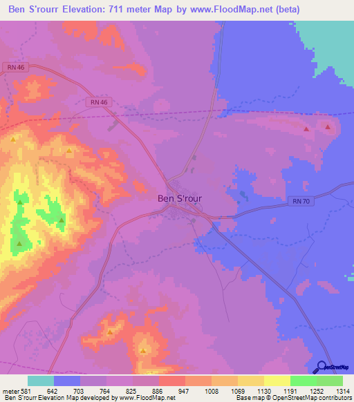 Ben S'rourr,Algeria Elevation Map