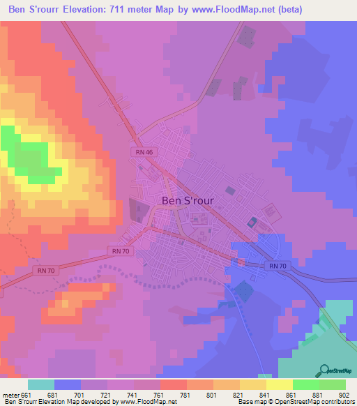Ben S'rourr,Algeria Elevation Map