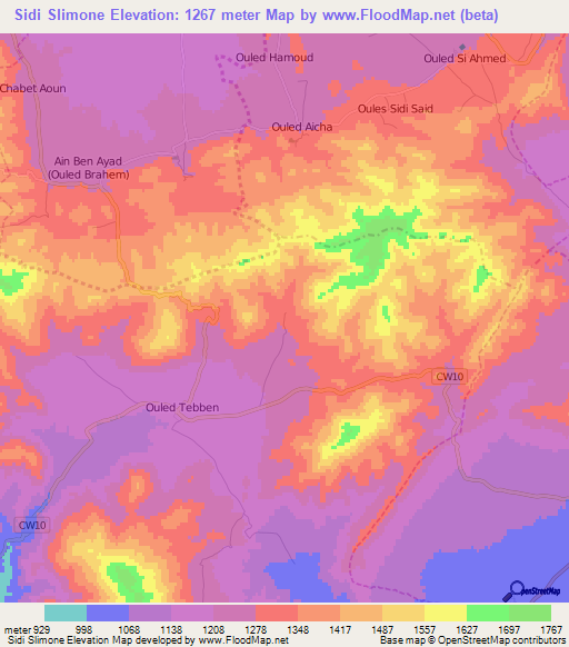 Sidi Slimone,Algeria Elevation Map