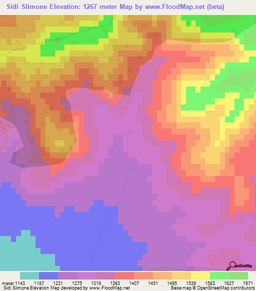 Sidi Slimone,Algeria Elevation Map